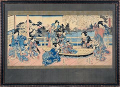 Elegant Amusements of Eastern Genji - Japanese Triptych Woodblock Print on Paper