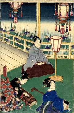 Geinjie - Original Woodcut by Utagawa Kunisada - 1857