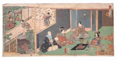 Genji in the Twelve Months - Woodcut by Utagawa Toyokuni III - 1858