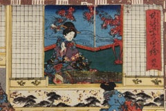 Interior Scene with... - Woodcut by Utagawa Toyokuni III - mid-19th Century