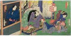 Scena interna con... - Xilografia di Utagawa Toyokuni III - metà del XIX secolo