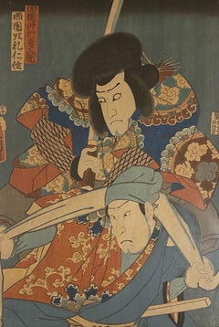 Actors japonais  Tableau en bois d'Utagawa Kunisada - XIXe siècle