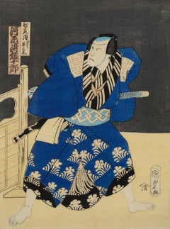 Kabuki Actor, Mid 19th Century Figurative Japanese Woodblock Print