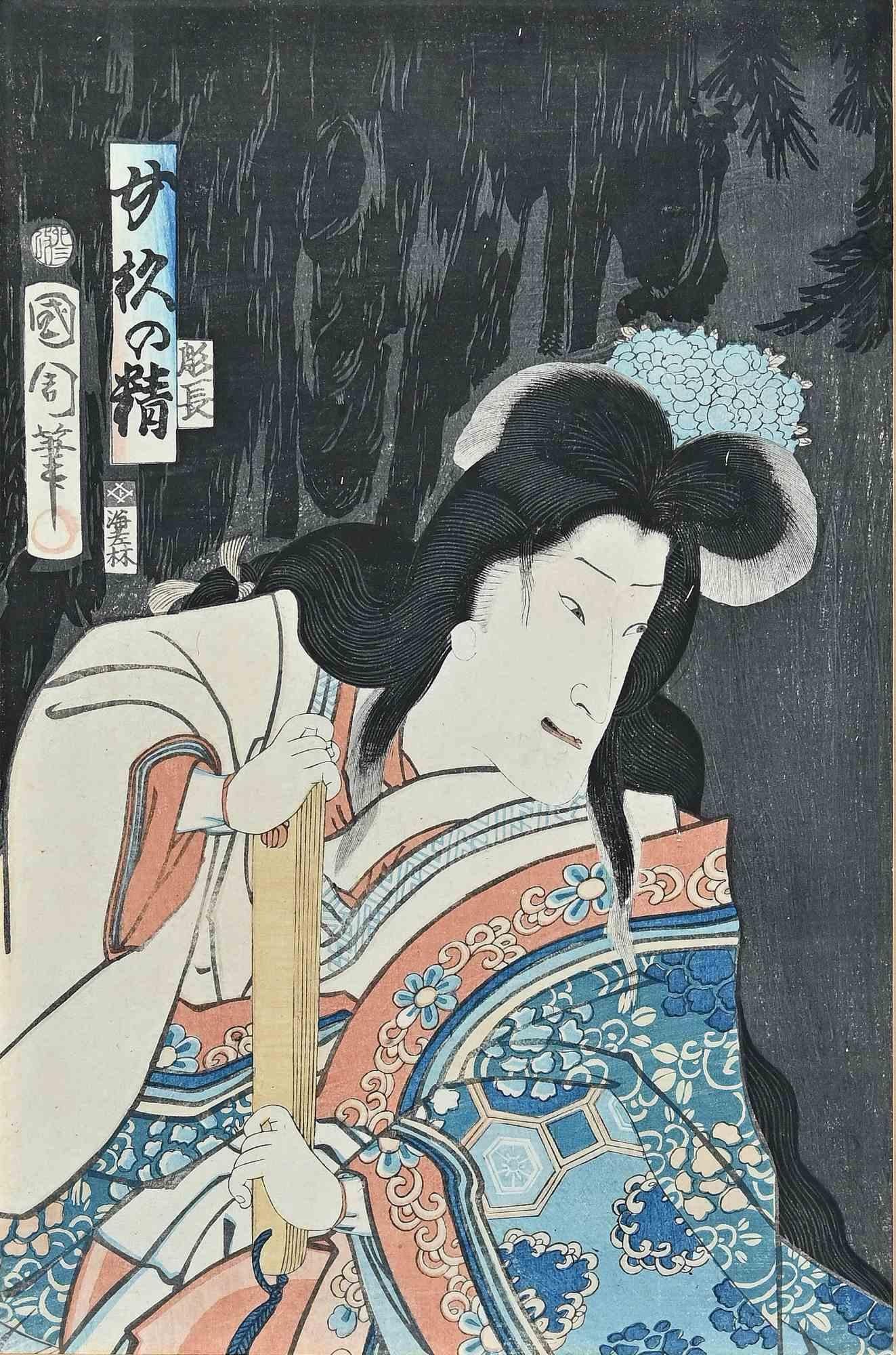 Kabuki-Schauspieler – Holzschnitt  Nach Utagawa Kunisada – Anfang des 20. Jahrhunderts (Moderne), Print, von Utagawa Kunisada (Toyokuni III)