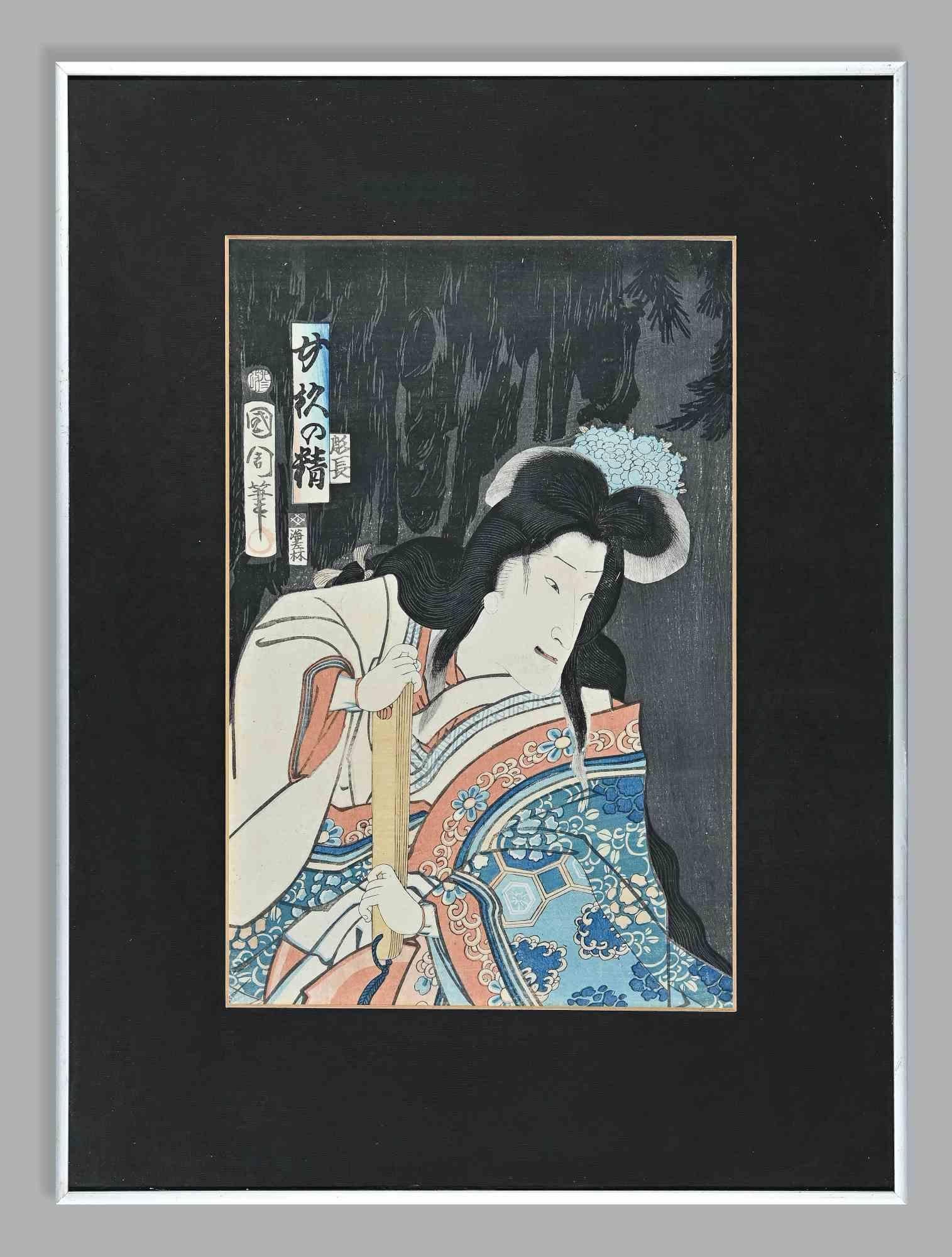 Utagawa Kunisada (Toyokuni III) Figurative Print - Kabuki Actor - Woodcut  after Utagawa Kunisada - Early 20th Century