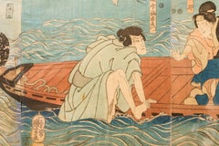 Kabuki Actors in the Play "Mimasu Mimasu Karigane Soga" Antique Japanese Print