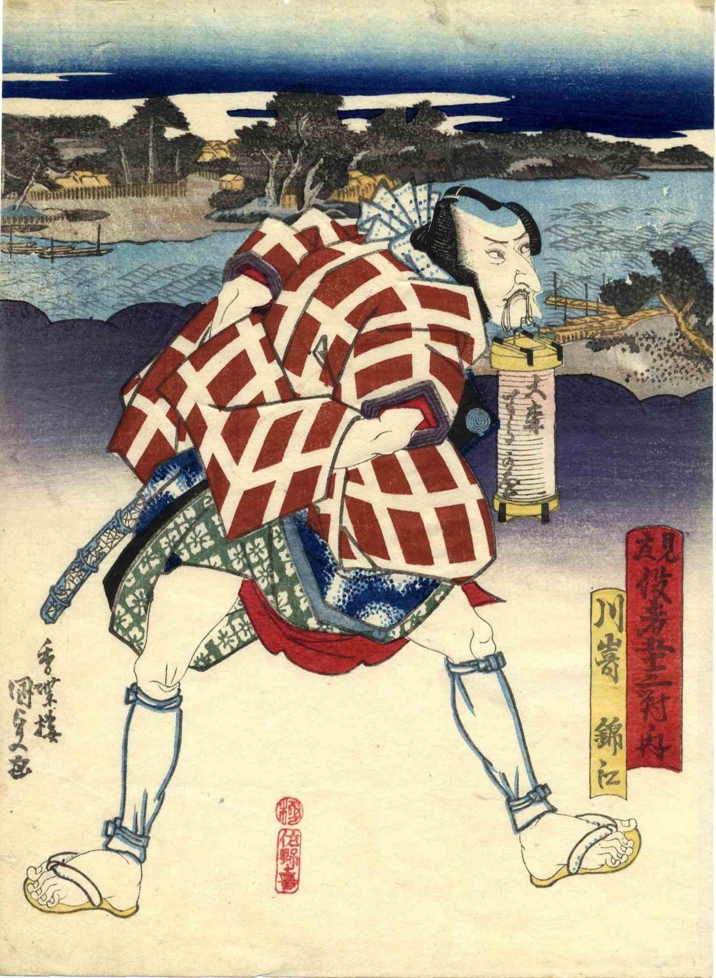 Utagawa Kunisada (Toyokuni III) Figurative Print - Kabukie - Woodcut by Utagawa Kunisada - 1840