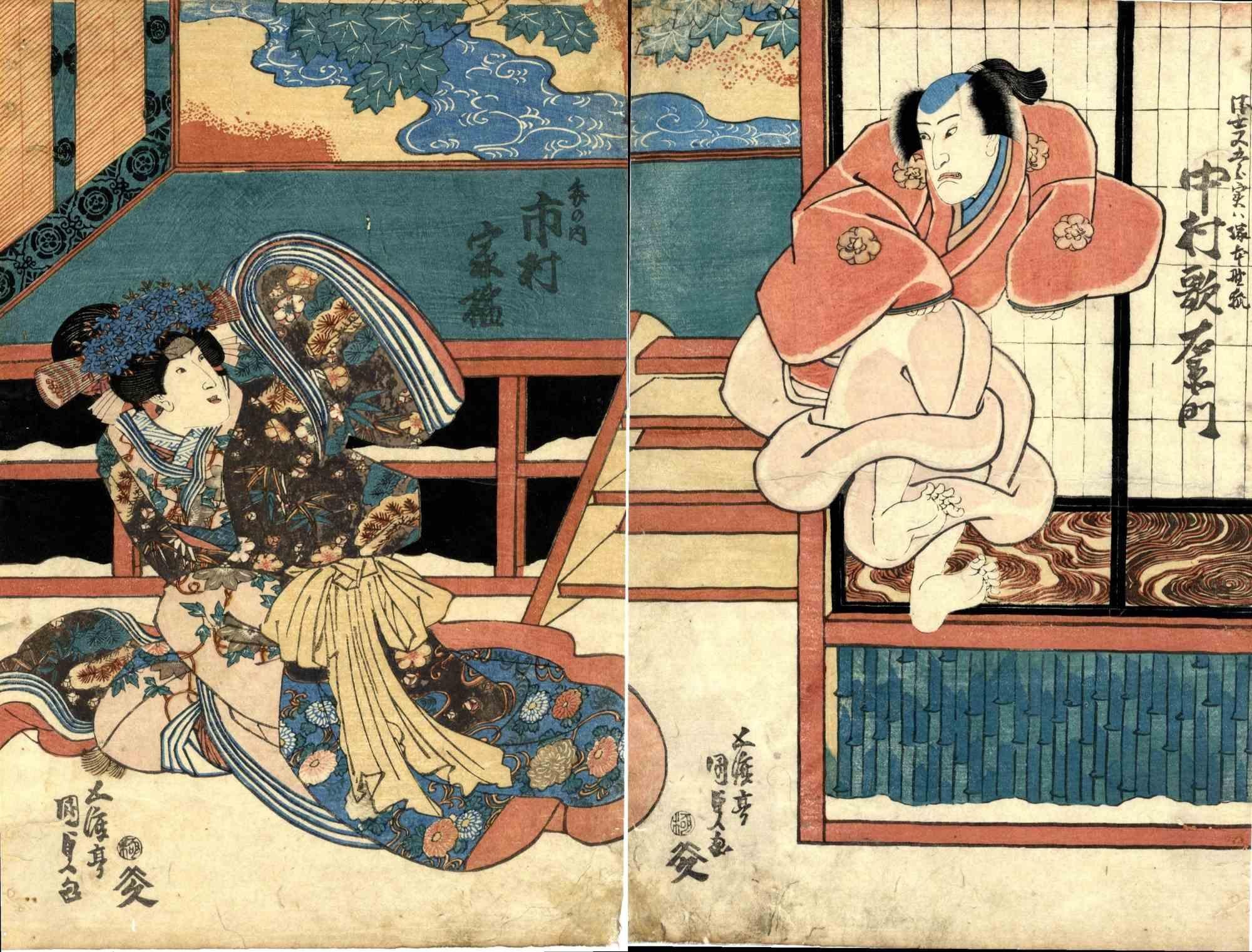 Utagawa Kunisada (Toyokuni III) Figurative Print - Nakamura Utaemon - Woodcut by Utagawa Kunisada - 1840