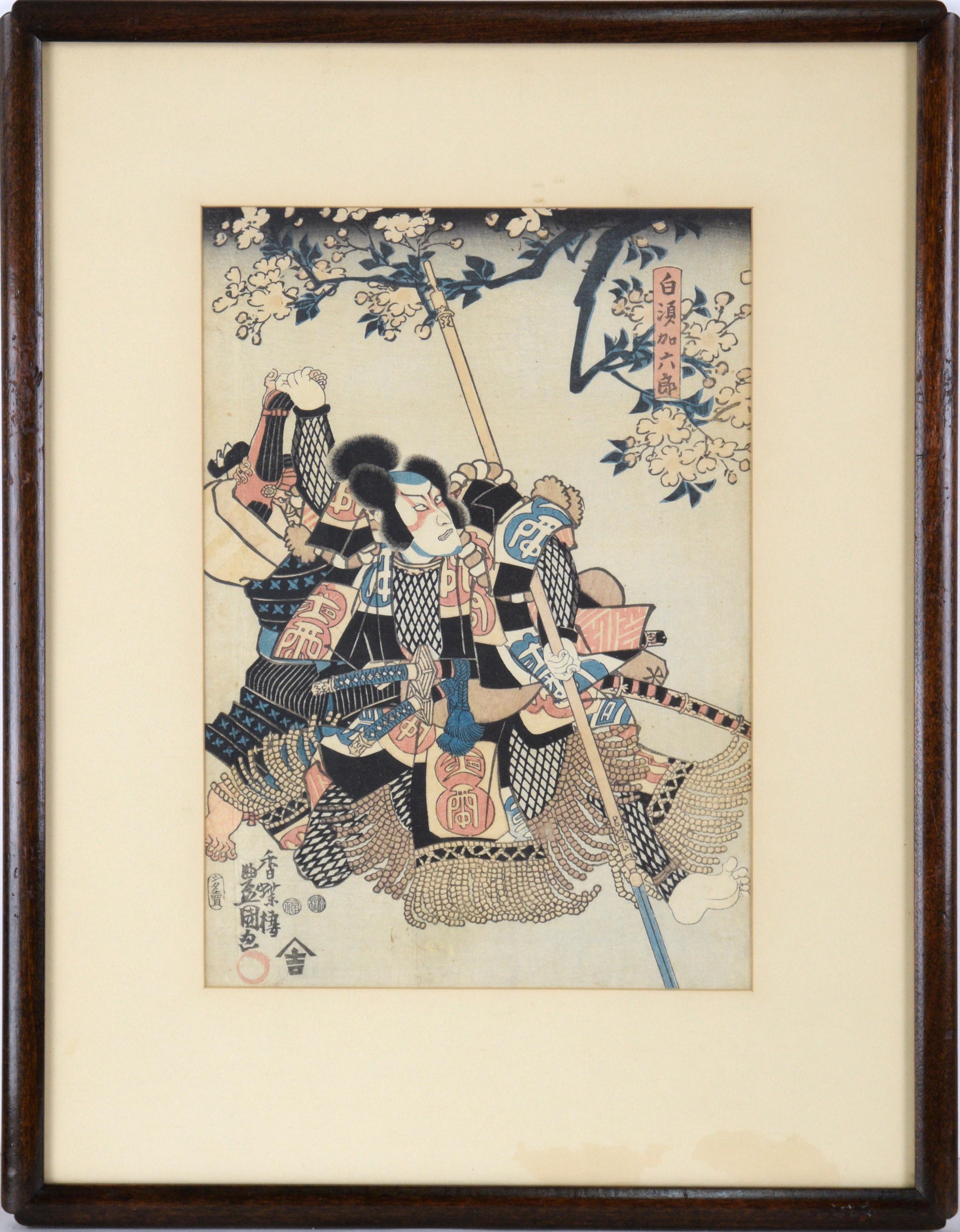 Utagawa Kunisada (Toyokuni III) Figurative Print - "Shirasuka Rokuro" - Mid 19th Century Figurative Japanese Woodblock Print