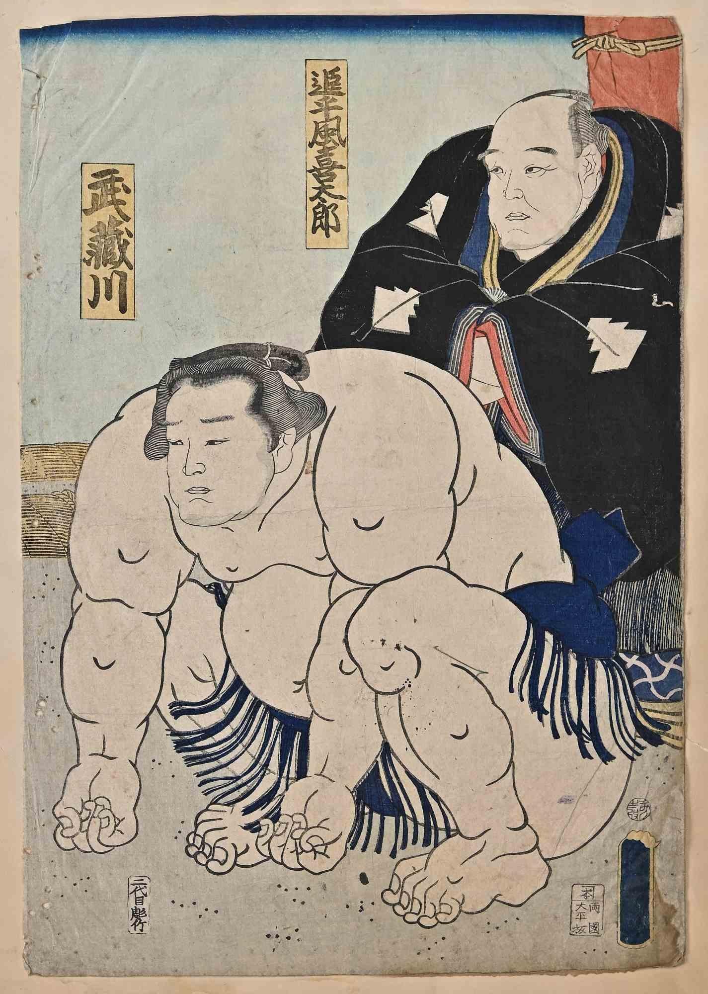 Utagawa Kunisada (Toyokuni III) Landscape Print - Sumo Fighter - Woodblock Print by Utagawa Kunisada - Mid-19th Century