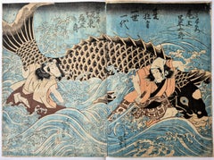 Antique Utagawa Kunisada (Toyokuni III) -- Last performance of the summer theater show