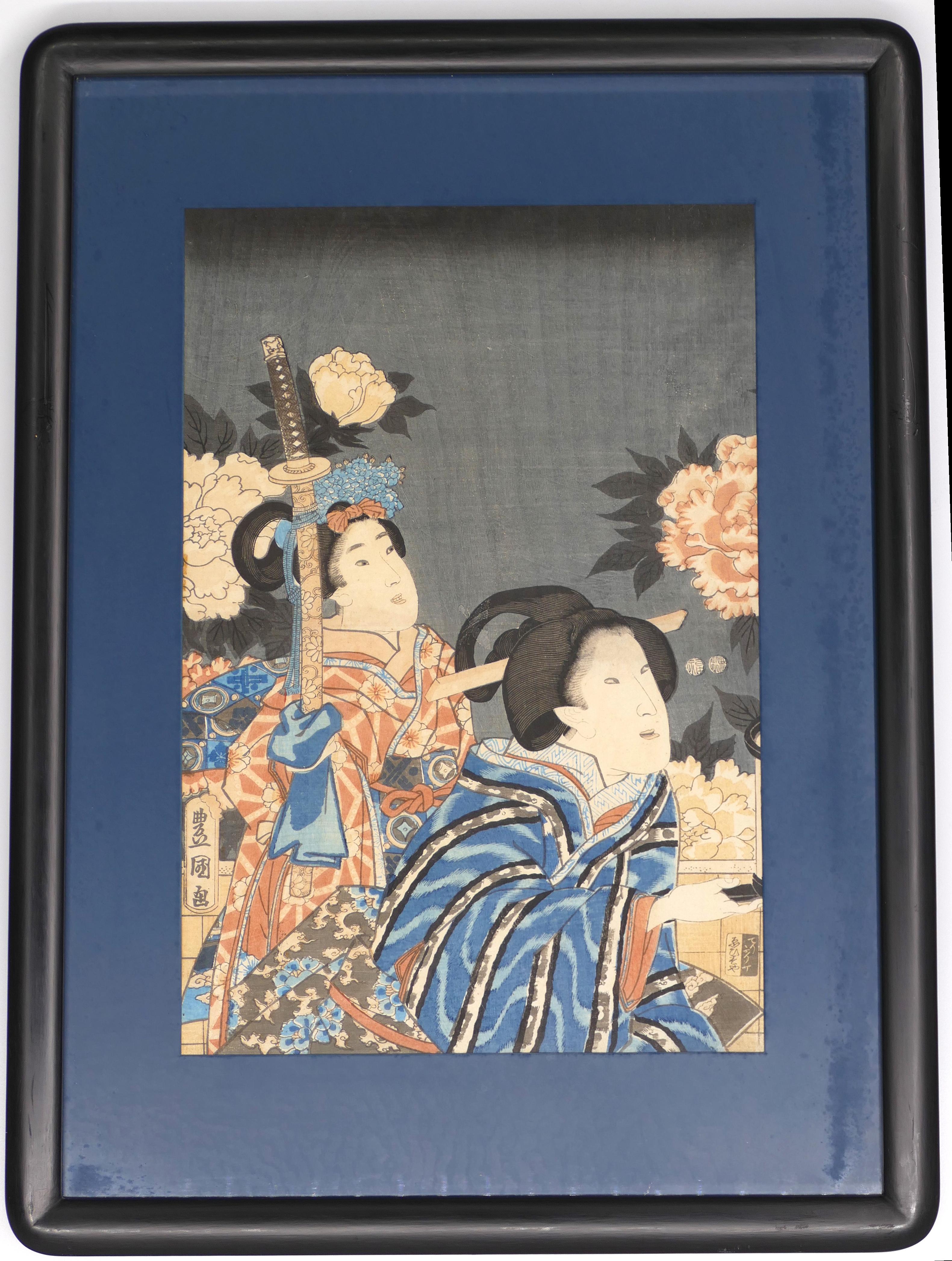 Woman - Original Woodcut by Utagawa Kunisada - 1830 ca. - Print by Utagawa Kunisada (Toyokuni III)