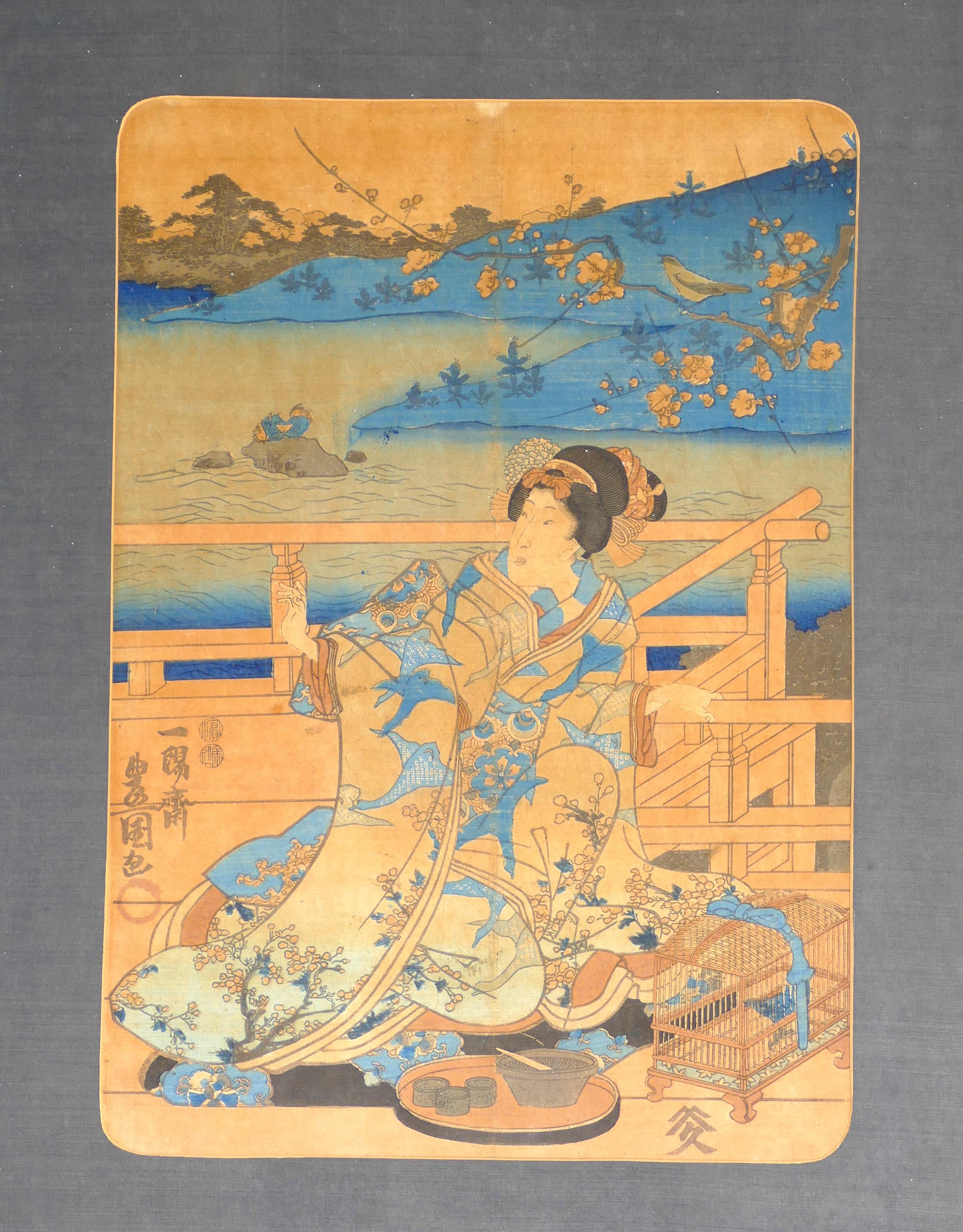 Utagawa Kunisada (Toyokuni III) Figurative Print - Woman - Woodcut by Utagawa Kunisada - 1830 ca.