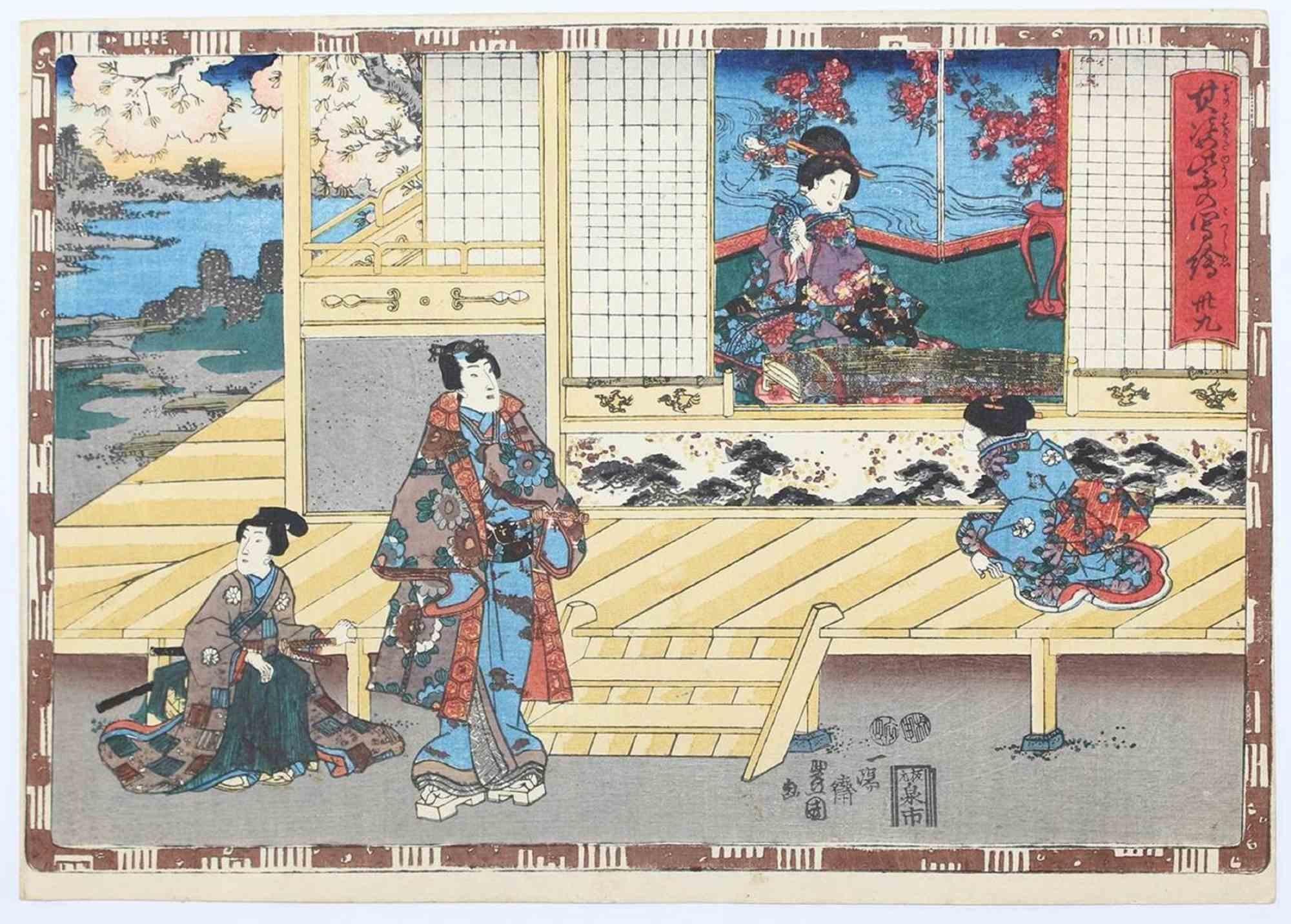 Utagawa Kunisada (Toyokuni III) Figurative Print - Yugiri - Woodcut by Utagawa Kunisada - 1850s