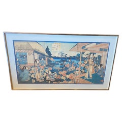 Utagawa Kunisada (Toyokuni III) Signed Japanese Edo Triptych Woodblock Print Utagawa Kunisada (Toyokuni III) Signed Japanese Edo Triptych Woodblock Print