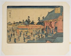 "The Kaminarimon at the Kanseon Temple in Asakusa" - Original Japanese Print