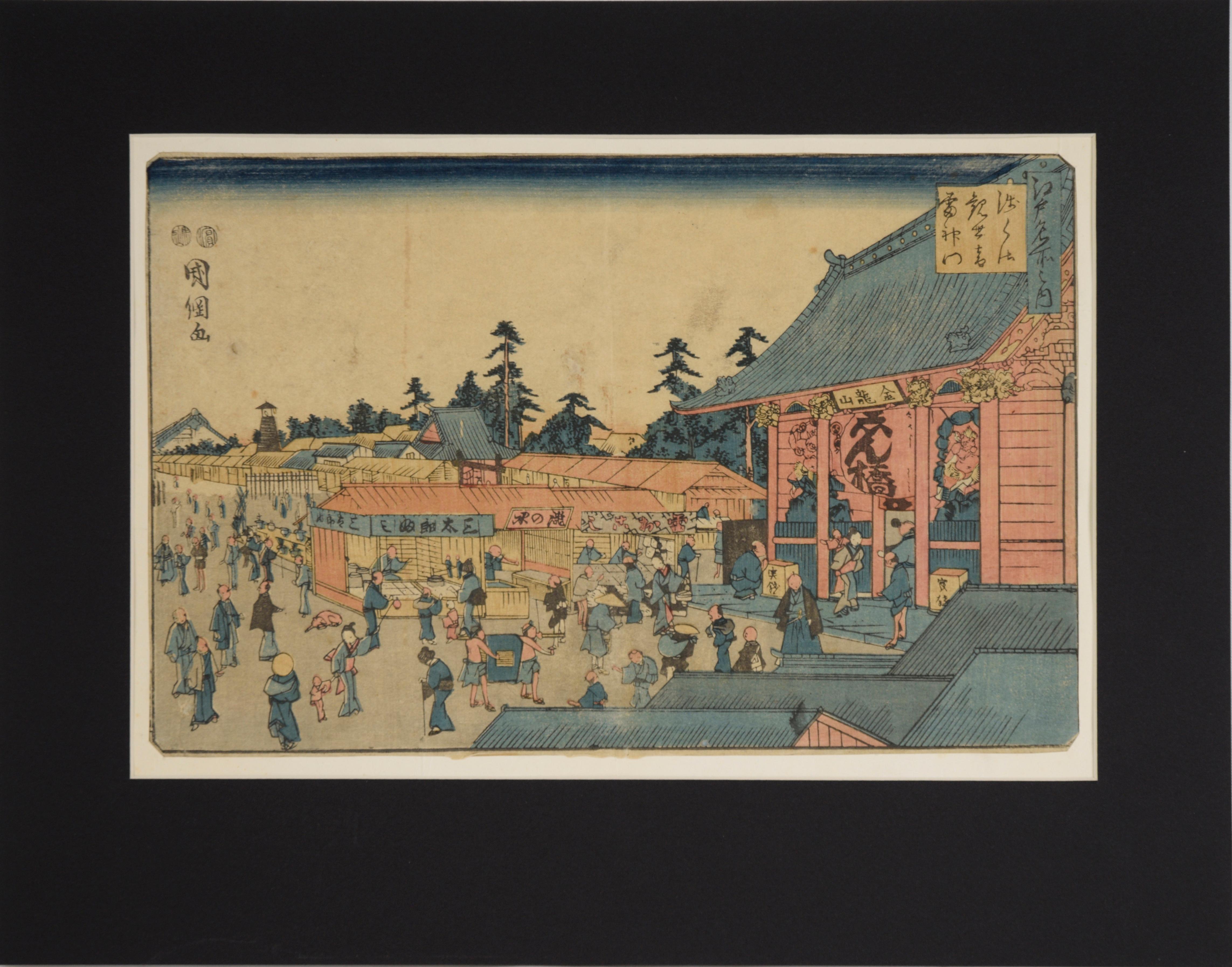 "Il Kaminarimon al Tempio Kanseon di Asakusa" - Stampa originale giapponese
