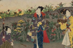 Figure in the Garden - Woodcut attr. Utagawa Kuniyoshi - mid-19th Century