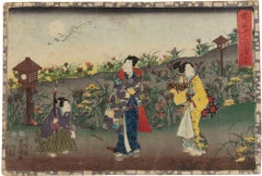 Figure in the Garden - Woodcut attr. Utagawa Kuniyoshi - mid-19th Century
