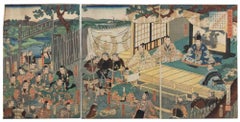Escena de reunión - xilografía de Utagawa Kuniyoshi - 1860 ca