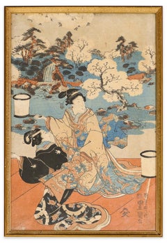 Kabuki Scene - Original Woodcut by Utagawa Kuniyoshi - Mid 19th Century