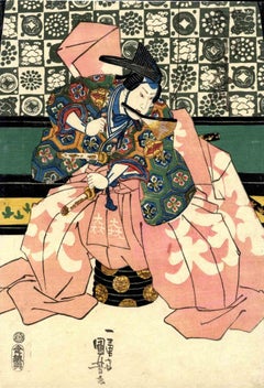 Used Kabukie - Original Woodcut by Utagawa Kuniyoshi - 1850
