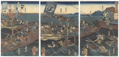 Kuniyoshi, Genpei War, Warrior, Samurai, Japanese Woodblock Print, Ukiyo-e, Edo