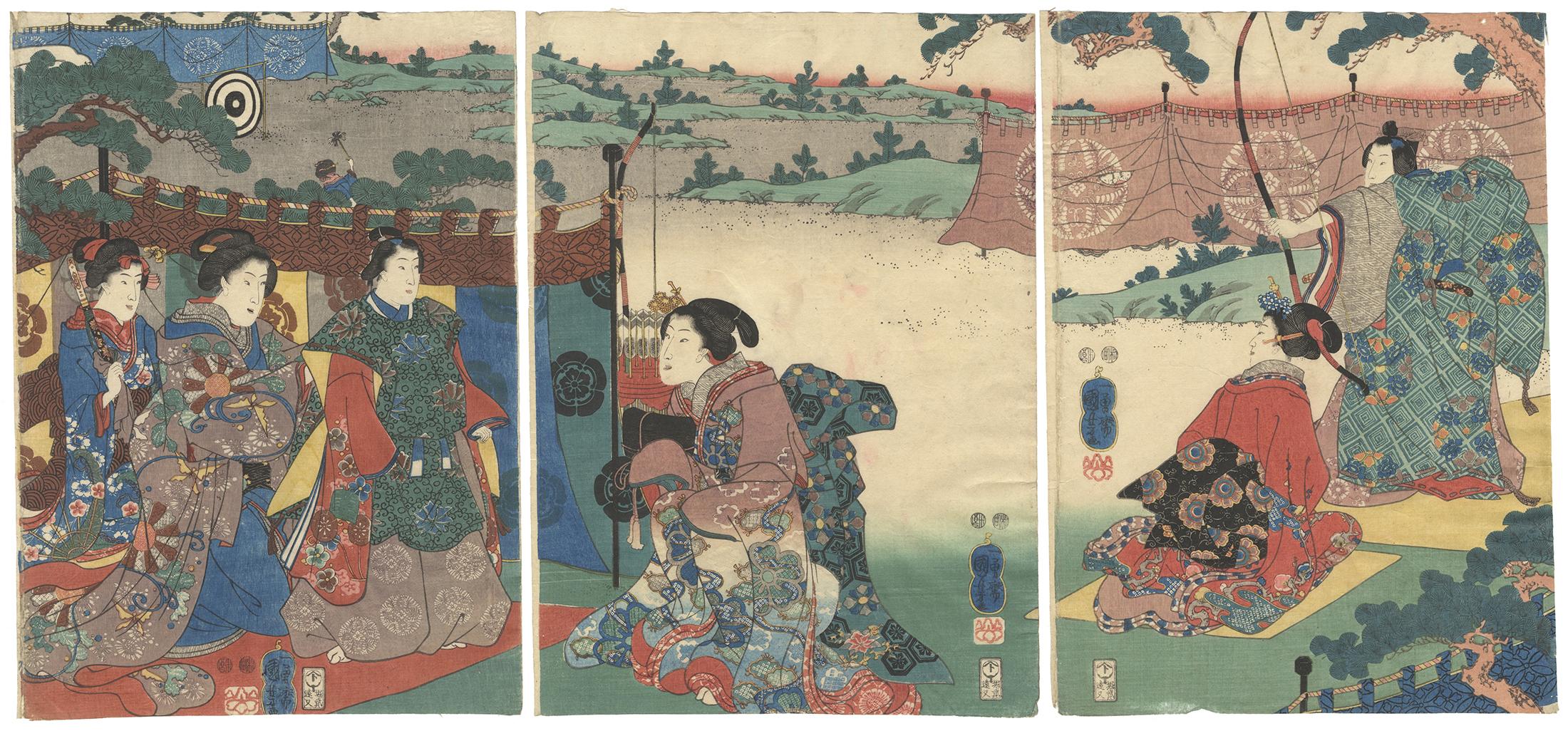 Utagawa Kuniyoshi Portrait Print - Kuniyoshi, Original Japanese Woodblock Print, Genji, Japanese Art, Edo Period
