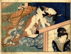 Love Game (Shunga) - Original Woodcut Print by Utagawa Kuniyoshi  - 1850s