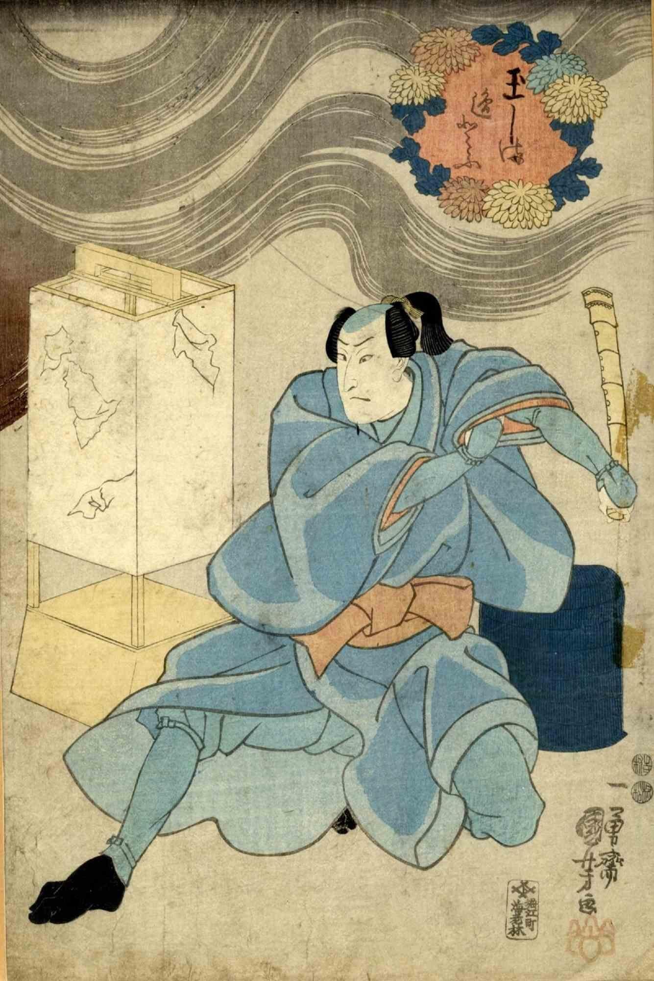 Yakushae Aizurie ist ein Originalkunstwerk, das Utagawa Kuniyoshi (1. Januar 1798 - 14. April 1861) in den Jahren 1840-1843 geschaffen hat.

Holzschnitt.

Schauspieler in der Rolle des Wandermönchs Suzuki Saburo in dem Stück Tenjiku Tokubê Ikoku