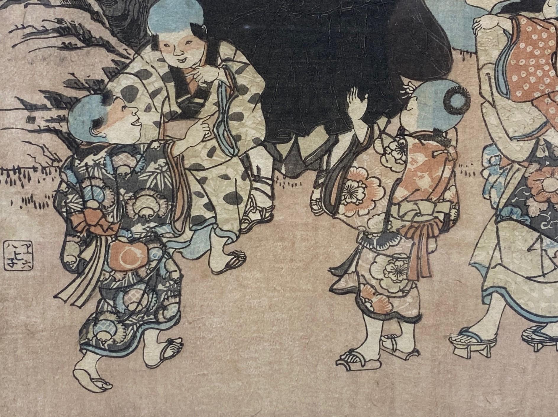 Utagawa Kuniyoshi Signed Japanese Woodblock Print Saigyo-Hoshi (The Monk Saigyo) For Sale 4