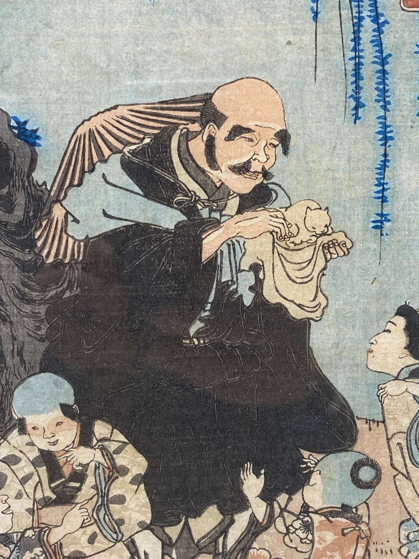 Utagawa Kuniyoshi Signed Japanese Woodblock Print Saigyo-Hoshi (The Monk Saigyo) For Sale 6