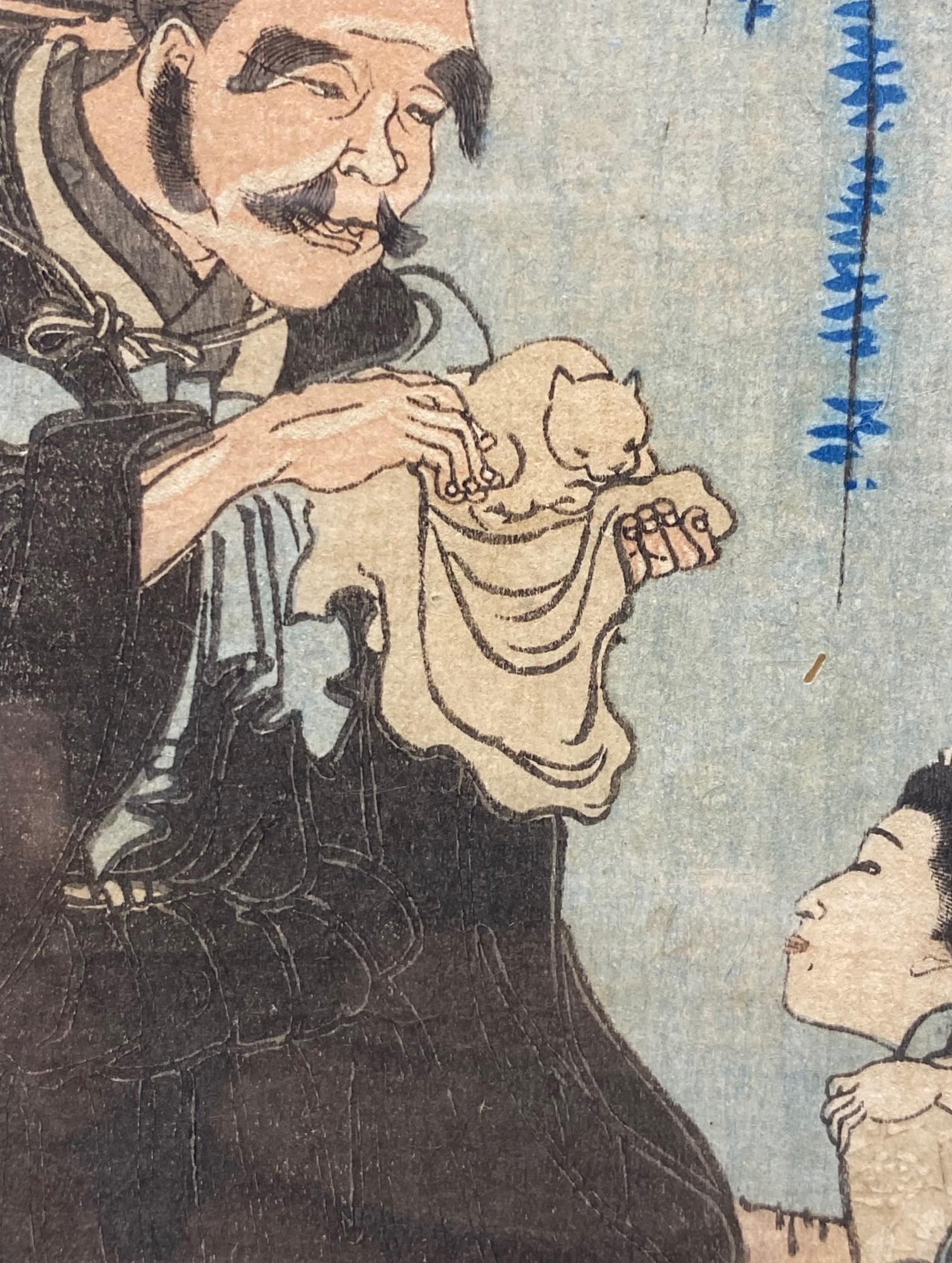 Utagawa Kuniyoshi Signed Japanese Woodblock Print Saigyo-Hoshi (The Monk Saigyo) For Sale 7