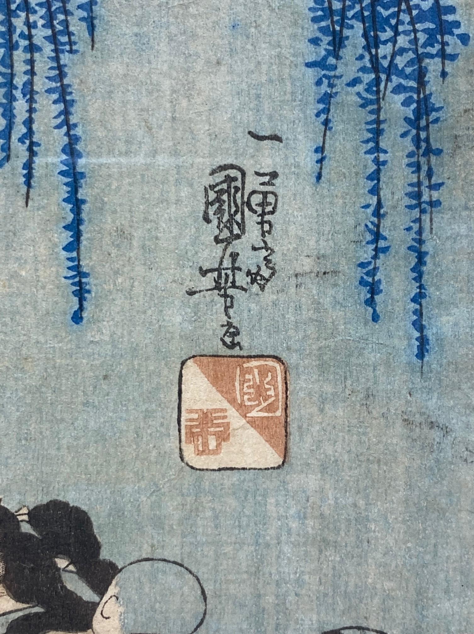 Utagawa Kuniyoshi Signierter japanischer Holzschnitt-Druck Saigyo-Hoshi (Der Monk Saigyo) im Angebot 8