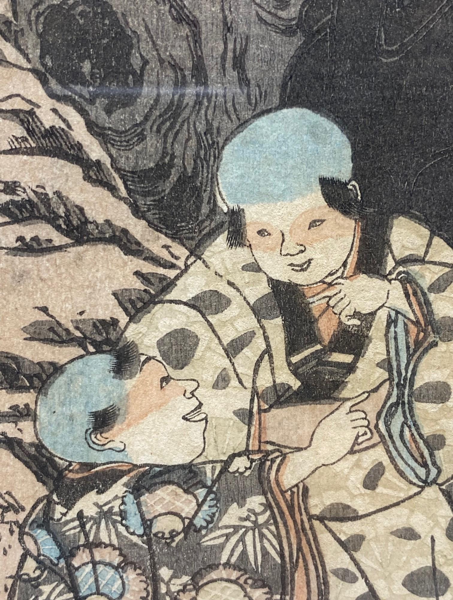 Utagawa Kuniyoshi Signed Japanese Woodblock Print Saigyo-Hoshi (The Monk Saigyo) For Sale 12