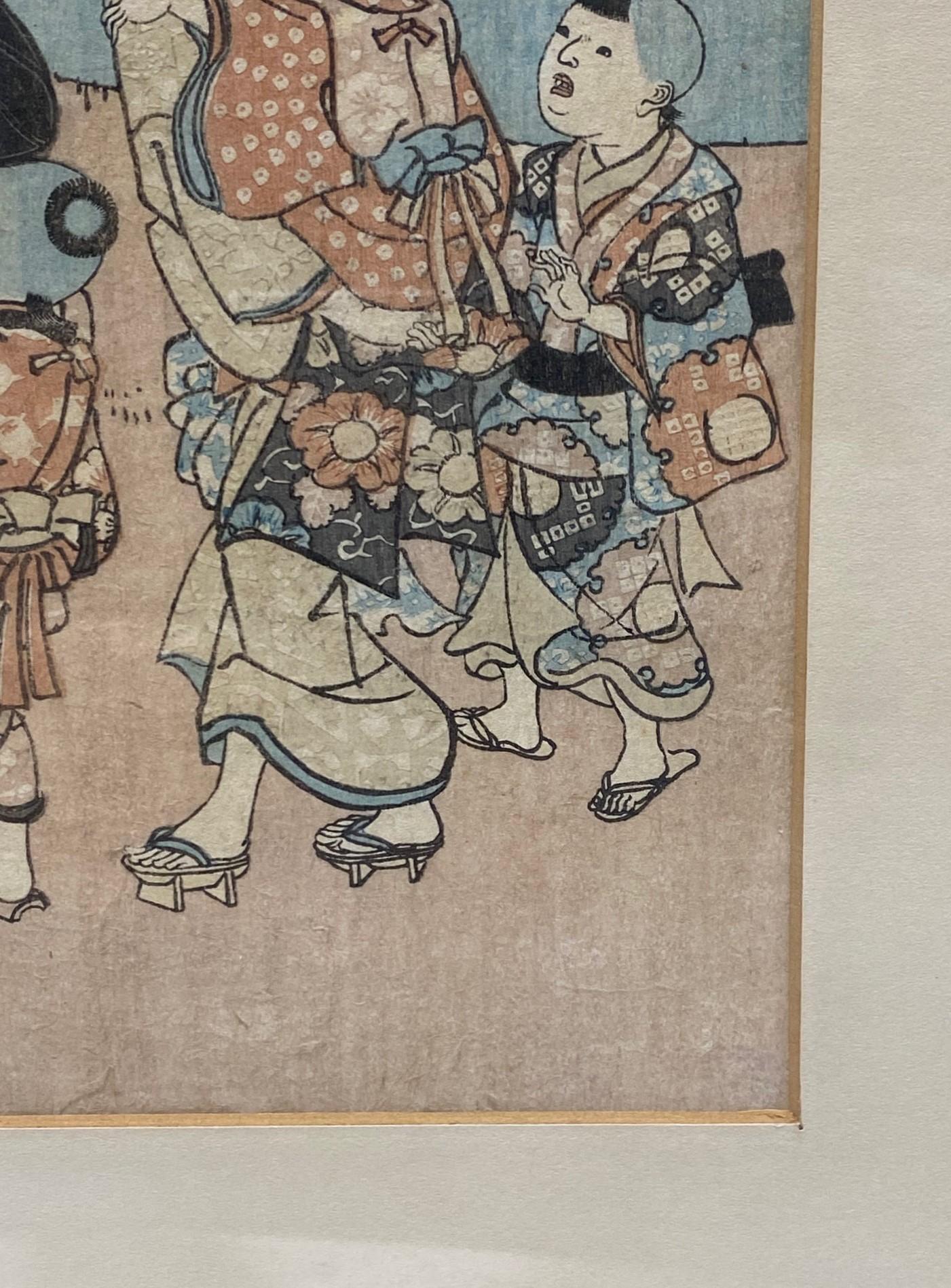19th Century Utagawa Kuniyoshi Signed Japanese Woodblock Print Saigyo-Hoshi (The Monk Saigyo) For Sale