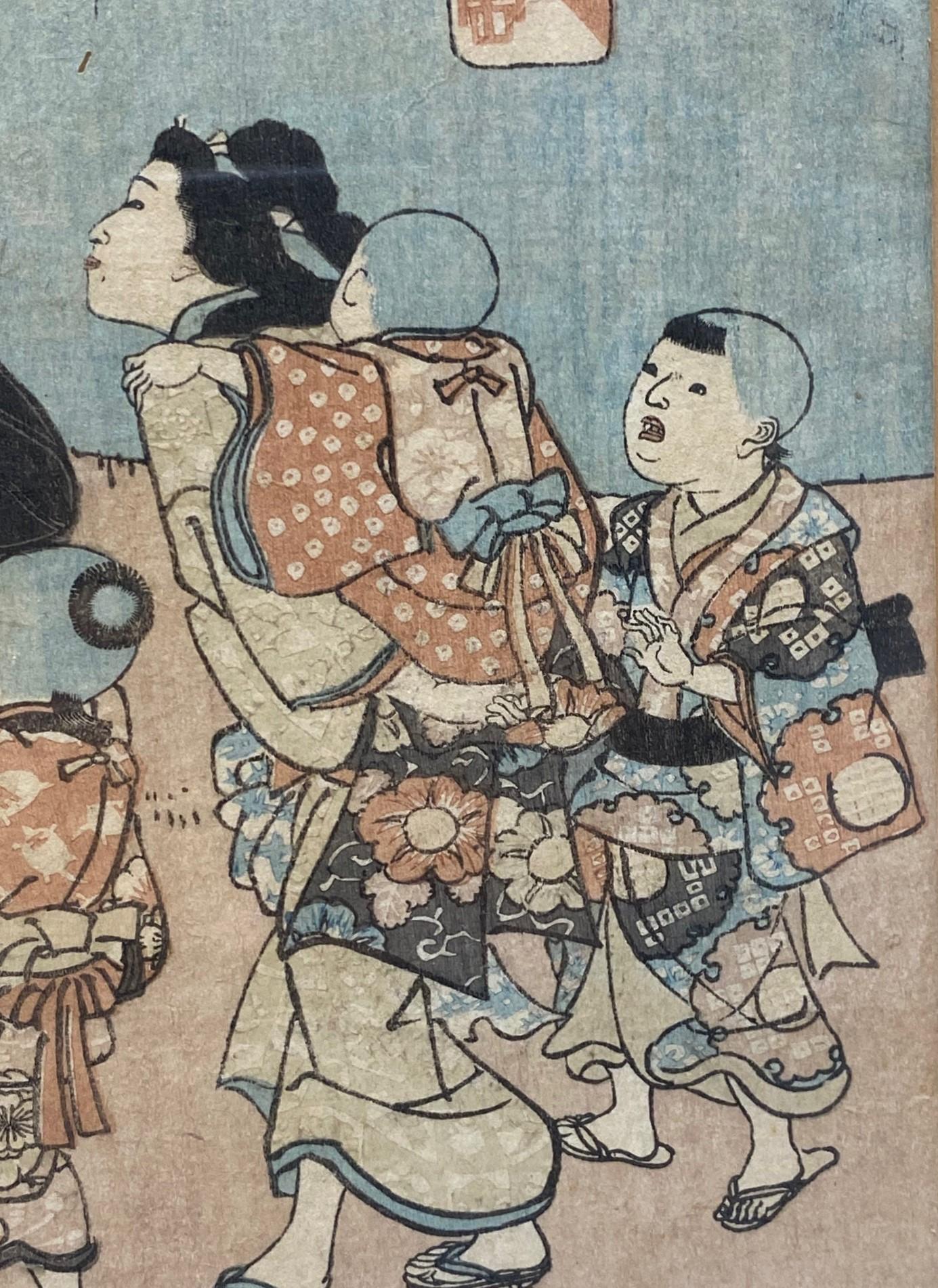 Utagawa Kuniyoshi Signierter japanischer Holzschnitt-Druck Saigyo-Hoshi (Der Monk Saigyo) im Angebot 2
