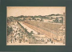 Used Edo Period Ukiyo-e Color Woodcut of Sanjusangendo at Fukagawa