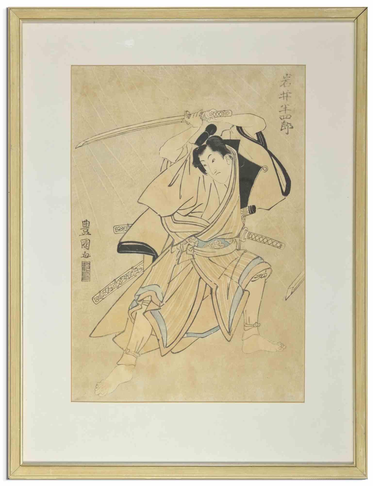 Actor Iwai Hanshiro as a Samurai by Utagawa Toyokuni I - Early 19th Century