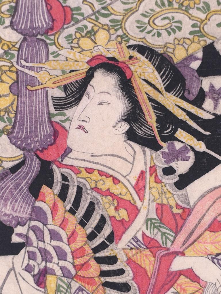 Le rituel du thé japonais - gravure sur bois - années 1850 - Print de Utagawa Toyokuni II