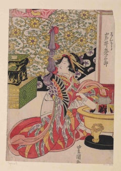 The Japanese Tea Ritual - Woodcut attr. Utagawa Toyokuni II - 19th Century