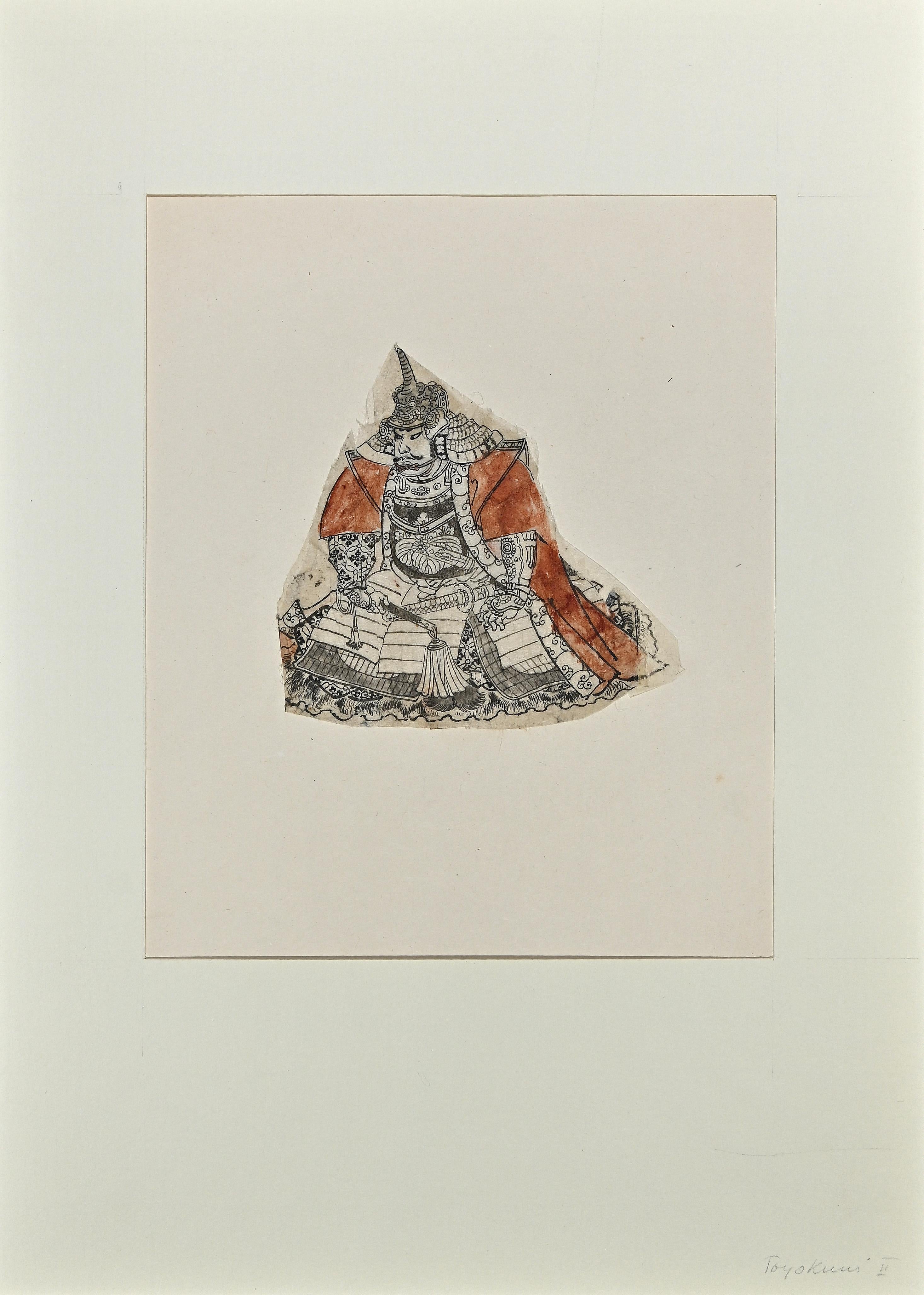 L'Homme au dragon est une gravure sur bois colorée à la main, réalisée par le grand maître de l'estampe ukiyo-e, Utagawa Toyokuni II (1769-1825).

Avec des couleurs vives (sur papier bruni, collé sur carton blanc), et une maîtrise de la technique