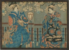 Antique Utagawa Toyokuni III (1786-1965) - Early 19th Century Woodblock, Two Ladies