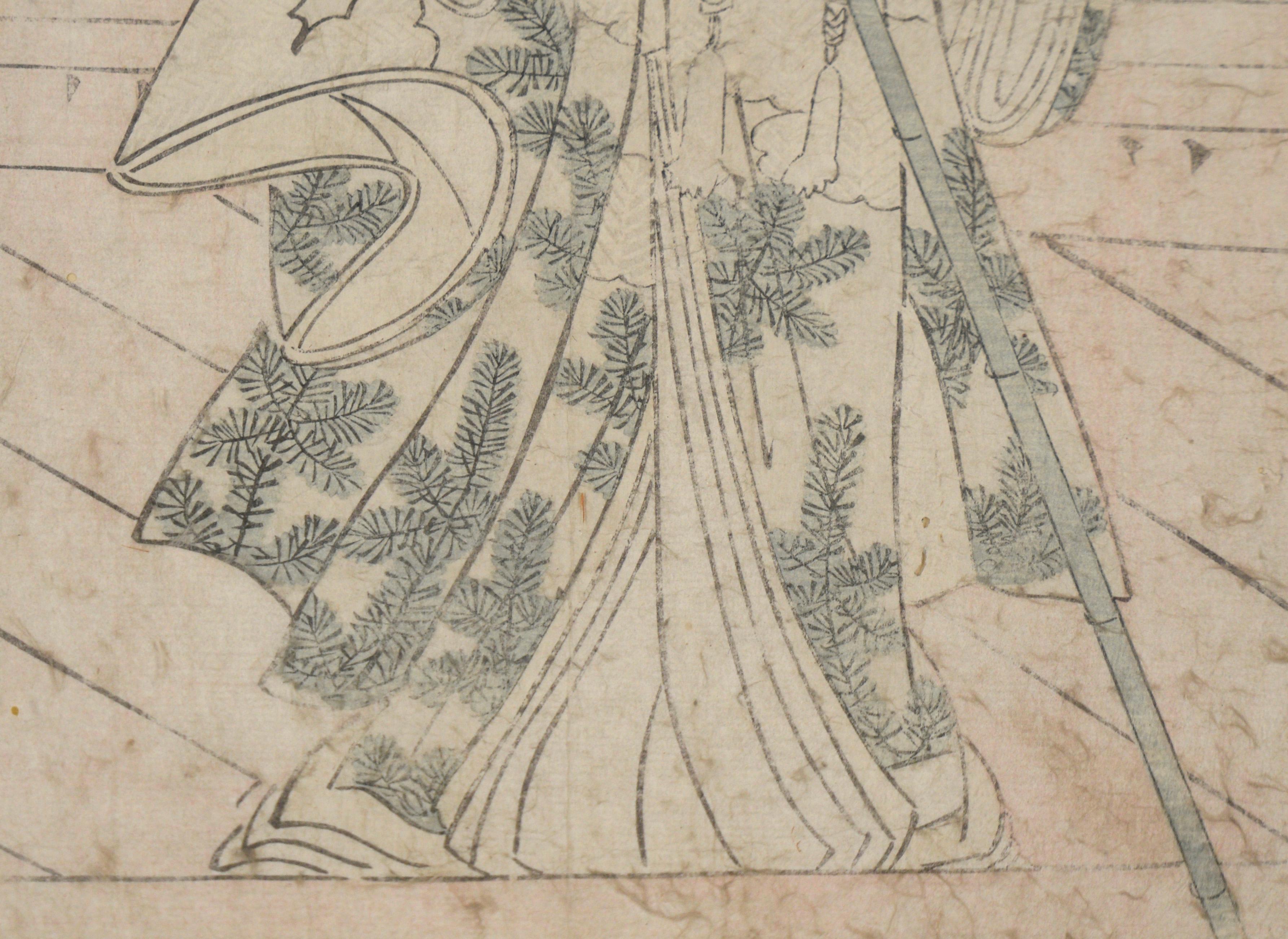 Kabuki Actor with Pine-Patterned Robe - Japanese Woodblock Print For Sale 2