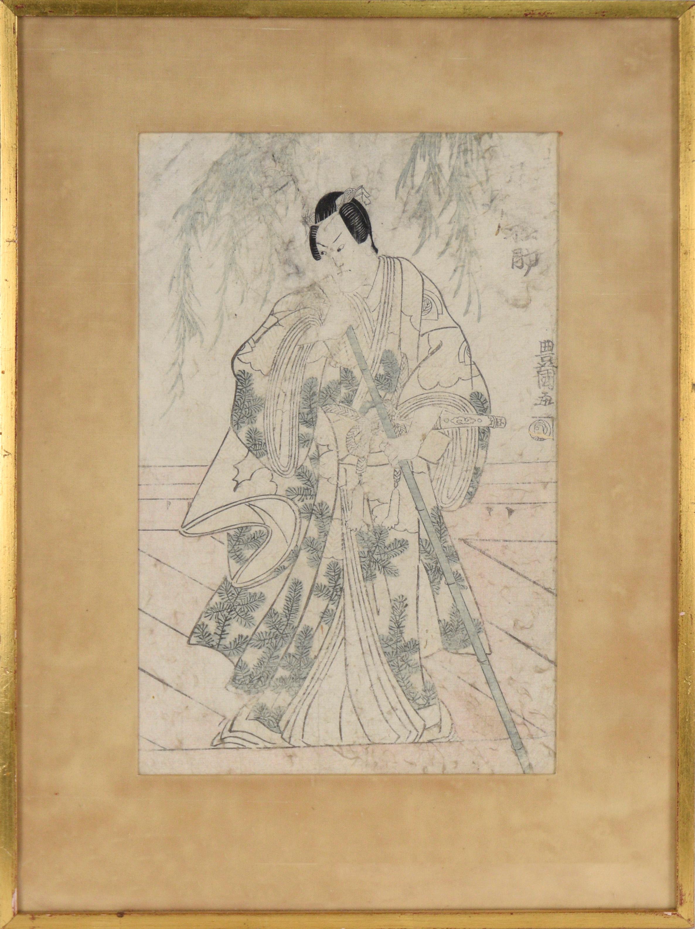 Kabuki Actor with Pine-Patterned Robe - Japanese Woodblock Print