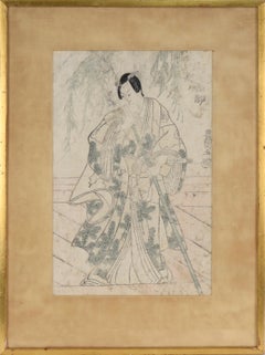 Vintage Kabuki Actor with Pine-Patterned Robe - Japanese Woodblock Print