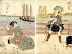 Oriental Scene - Original Woodcut Print by Utagawa Toyokuni  - 1820s