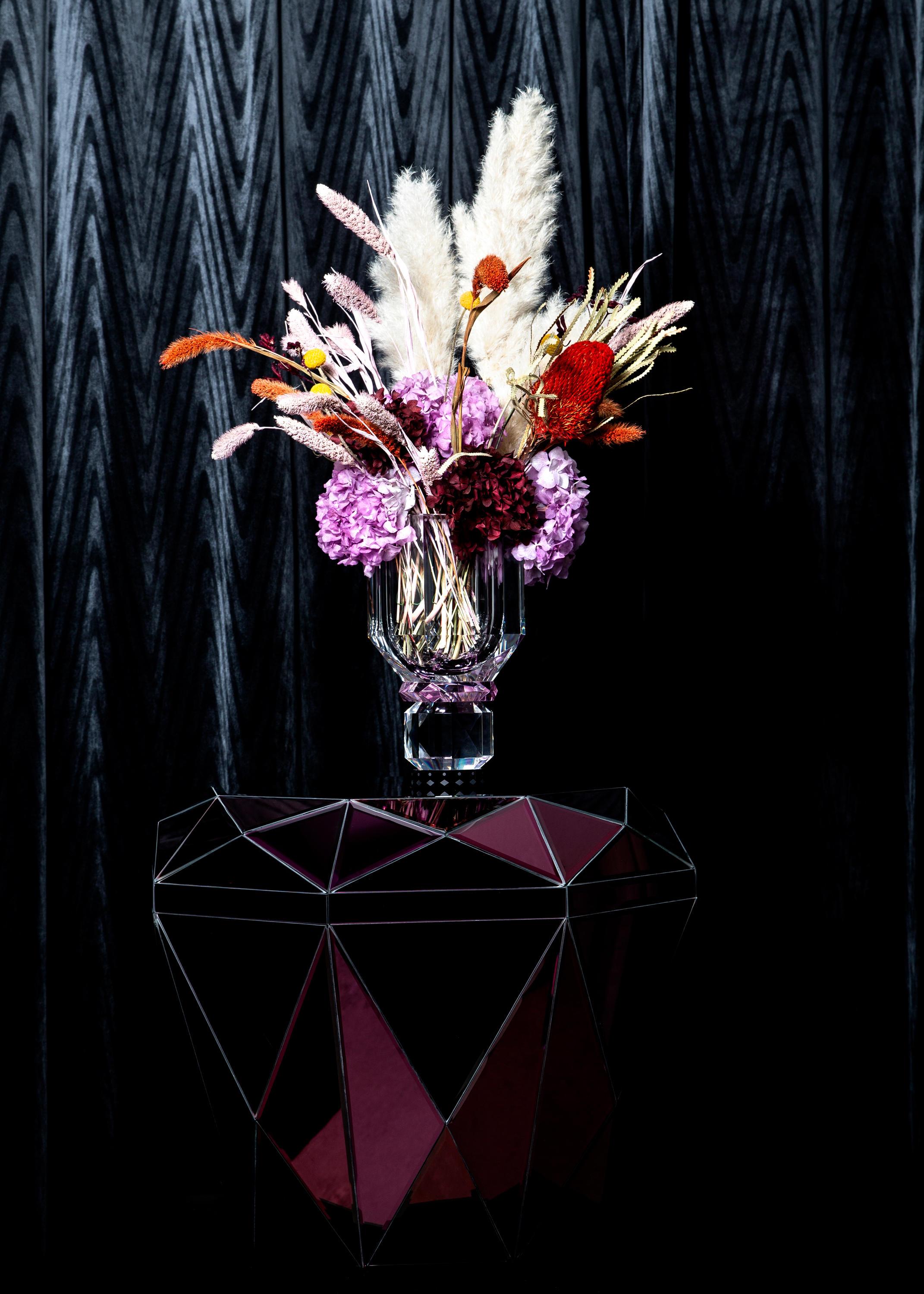 Post-Modern Utah Crystal Vase, Hand-Sculpted Contemporary Crystal For Sale