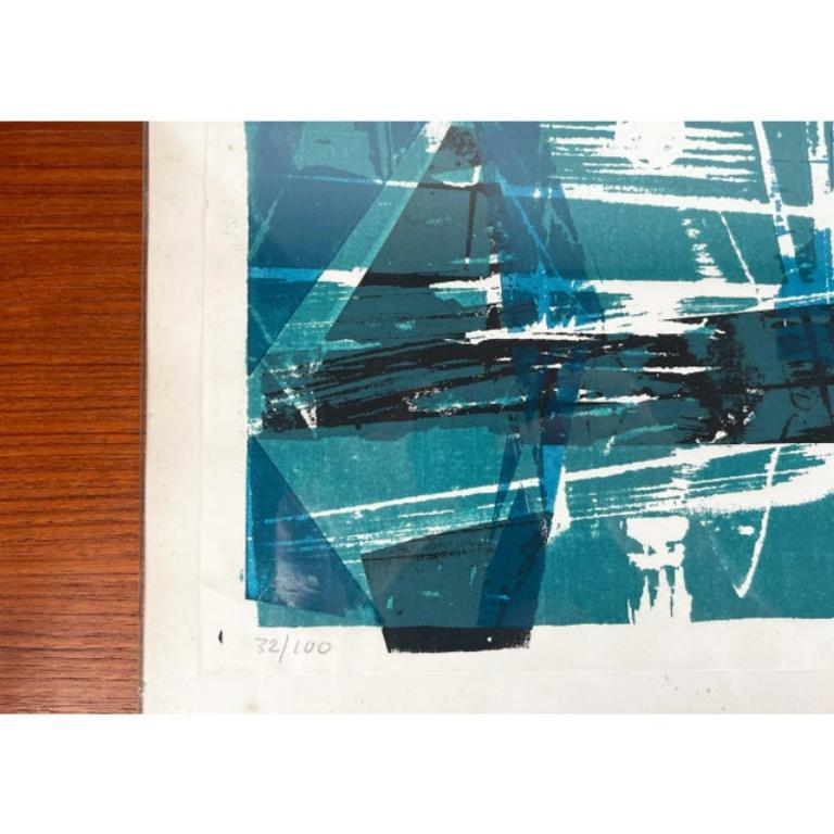 Zitan Ute Schmolling, Seglerhafen 32/100, 1960, Linocut, incorniciato in vendita