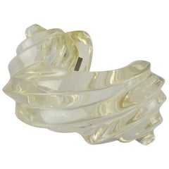 Uterque Oversized Carved Clear Lucite Resin Cuff Bracelet